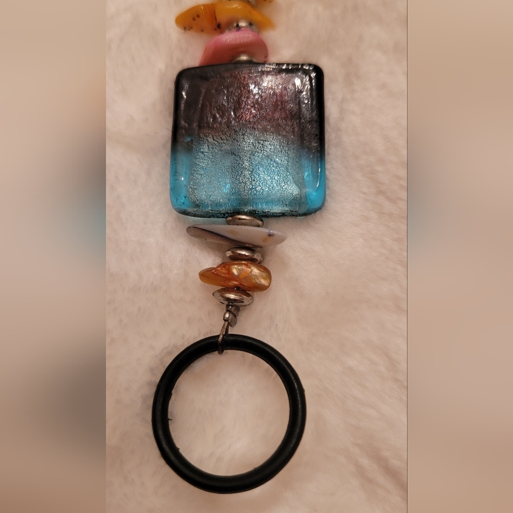 Blue And Black Glass Pendant On Layard Necklace